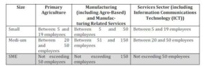  SME Definitions in Terms of Full Time Employees