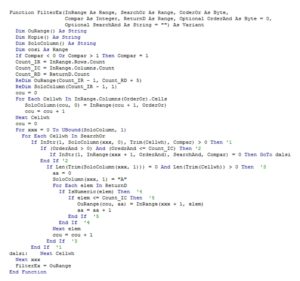 Code of the FilterEx Function