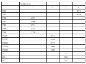 Factor loadings of study measurements